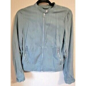 Gap Womens Bomber Jacket Coat Small Army Green Lightweight Zip Front 100% Tencel